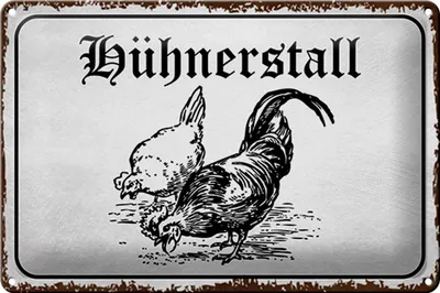Produktbild von Blechschild Hinweis Hühnerstall Hühner Bauernhof, 30 x 20 cm, Blechschilder Spruch Hühner Tier Ei