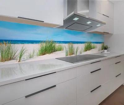Produktbild von Küchenrückwand Nordsee 60 x 400 cm, Spritzschutz Küche robuste ABS-Kunststoff Platte Monolith mit Direktdruck wasserfest pflegeleicht