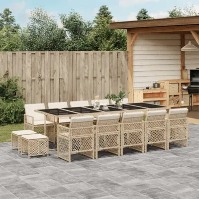 Productafbeelding van Maison Exclusive - Tuinset voor buiten, 15-delig, met kussens, beige, van polyrotan