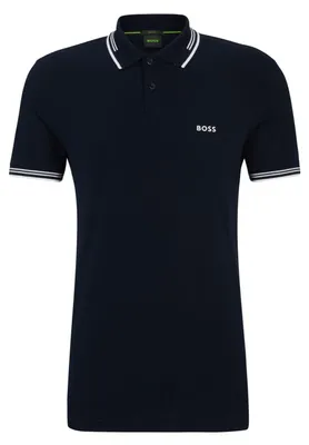 Zdjęcie produktu dla Koszulka polo Boss Green Paul, jednokolorowa, ciemnoniebieska, z krótkim rękawem