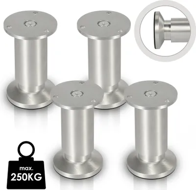 Immagine prodotto di TolleTour set di 4 gambe per mobili set di gambe per tavoli gambe per divani gambe per letti gambe per divani gambe per armadi gambe per mobili alluminio 4x150mm