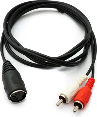 Produktbild von SYSTEM-S Cinch 2 RCA Kabel 150 cm Buchse zu DIN 5 polig Stecker Stereo Adapter in Schwarz
