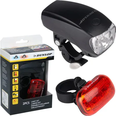Produktbild von Dunlop LED Fahrradlampen-Set vorne & hinten – Fahrradbeleuchtung Set