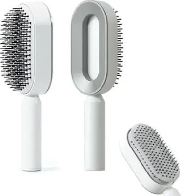 Produktbild von Selbstreinigende Haarbürste mit Selbstreinigungsfunktion zum Entwirren und zur Haarpflege, weiches Material, weiß