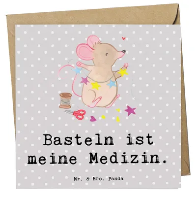 Produktbild von Mr. & Mrs. Panda Grußkarte Maus Basteln - Grau Pastell - Geschenk, faltkarte, Klappkarte, Glückwunschkarte, anlasskarte, DIY, Kreatives, doppelkarte
