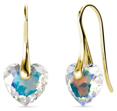 Image de Boucles d'oreilles en forme de cœur, avec cristal et plaqué or 18 carats