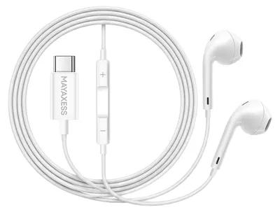 Produktbild von Mayaxess, USB-C Kabelkopfhörer mit Mikrofon für Pixel 6a, Weiß