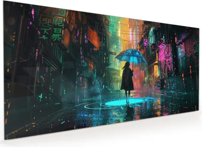 Produktbild von Küchenrückwand Spritzschutz Glas mit Motiv Regen Stadt Lichter 40 x 40 cm