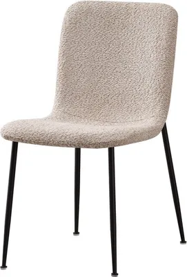 Image de Chaise ALICE – Tissu bouclé beige et pieds métal noir – Confort et design moderne