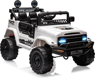 Immagine prodotto di Auto elettrica per bambini - Auto a pedali - 12 V - Telecomando - Illuminazione a LED - Bluetooth - 3 velocità - Sospensioni - Bianca