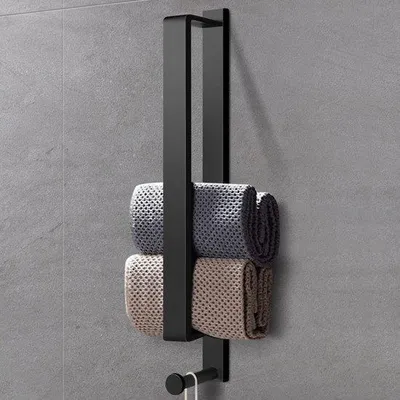 Image de Porte-serviettes noir autocollant, 43,5 cm, en acier inoxydable