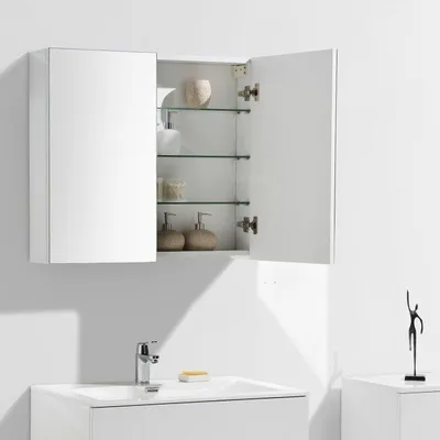 Produktbild von Spiegelschrank Bad 80 cm montiert Hochglanz weiß SIENA