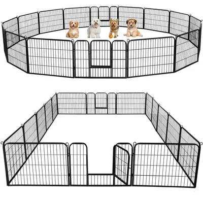 Immagine prodotto di Recinto per cani da cuccioli - 16 pannelli - 2 porte - Nero - 80 x 60 cm per pannello
