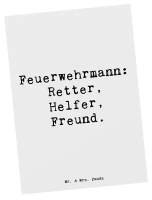 Produktbild von Mr. & Mrs. Panda Grußkarte Spruch Feuerwehrmann Rettungsheld - Weiß - Geschenk, Dankbarkeit, Ansichtskarten, Ansichtskarte, Anerkennung, Aufmerksamkeit, Freund, Fotokarte
