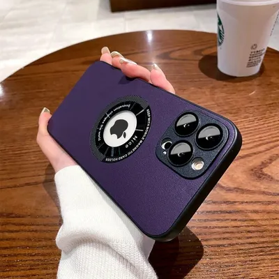 Produktbild von MagSafe Hülle für iPhone 14 Pro Handy Schutz Silikon Magnet Case Tasche Kunstleder - LILA
