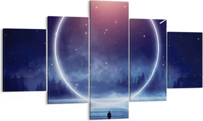 Produktbild von Bild auf Leinwand - Leinwandbild - 5 Teile - Fantasie Ring Kosmos - 125x70cm - Wand Bild - Wanddeko - Wandbilder - Leinwanddruck - Bilder - Wanddekoration - Leinwand bilder - Wandbild - EA125x70-4664