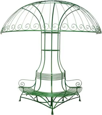 Produktbild von Casa Padrino Bank mit Halbsonnenblende Durchmesser 2,68 x H. 2,7m - Luxus Gartenmöbel