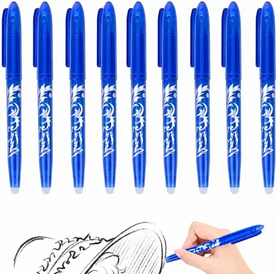 Produktbild von Radierbarer Tintenroller 0,5 mm, 9 Stück, blaue Tinte, für Schule