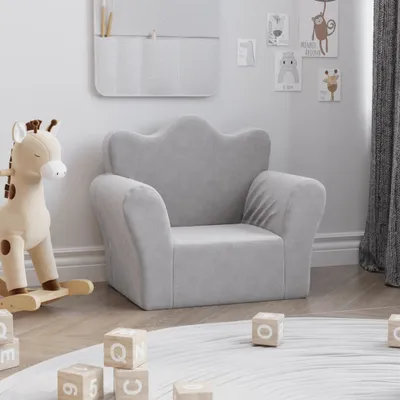Obrázok produktu pre vidaXL Detská pohovka Light Grey Soft Plush