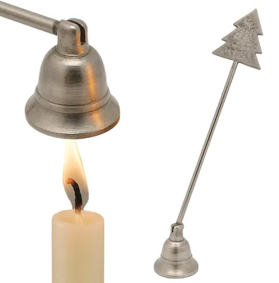 Metall-Kerzenlöscher mit Schwanenhals, 29 cm, silber-tannengrün