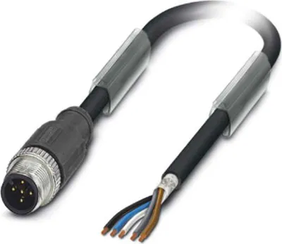 Produktbild von M12 Sensorleitung PUR 5-polig Stift gerade geschirmt/schlepp. A-Kodierung, Länge 9,0 Meter schwarzgrau RAL 7021, Kabel