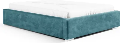 Produktbild von Stauraumbett Linn 140x200 – Modern & Stabil ohne Kopfteil mit Metallrahmen, Gasdruckfedern & Edlem Samtbezug Piano 10 Ocean