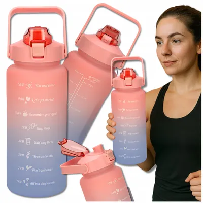 Produktbild von Tressari Motivationsflasche 2L mit Griff BPA Frei Sportflasche