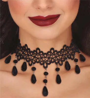 Produktbild von Gothic Halsband mit schwarzen Steinchen