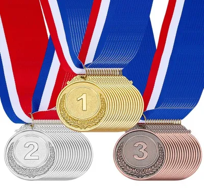 Image de Solidchoice - 48 médailles d'or, d'argent et de bronze avec rubans pour suspension