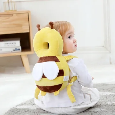 Produktbild von Baby Kopfschutz Rucksack, Rücken Schutz Pad Kissen, Für Kinder Kissen Kleinkind Rucksack Babypflege, Gelb Biene, 30x20cm