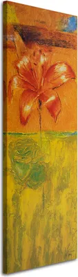 Produktbild von Leinwandbild orangefarbene lilie 30x90 cm Feeby orange wandbild bereit zum aufhängen