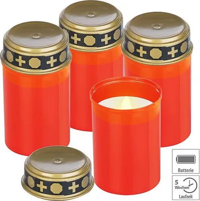 Produktbild von 4er-Set flackernde Grablicht-LED-Kerzen, Batteriebetrieb, 12 cm hoch