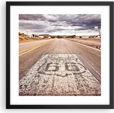 Produktbild von Gerahmtes Poster - Schwarzer Rahmen - USA Route 66 Reise - 40x40 cm - Wand Bild - Wanddeko - Wandbilder - Kunstposter - Wandposter - Bilderrahmen - Bilder - Kunstdruck - Wandbild - P2BAC40x40-2712