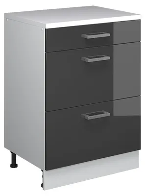 Zdjęcie produktu dla Komoda rozszerzająca Vicco Rion Antracyt połysk/Biały 60 x 46 cm bez skosu z 3 szufladami, Model 60781