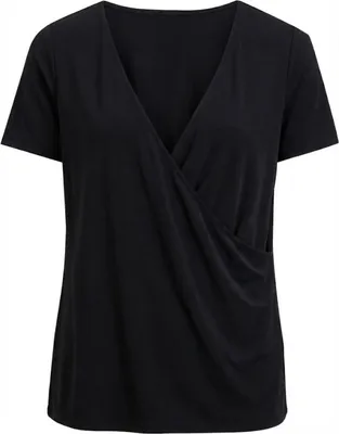 Produktbild von Damenbluse Vila Modelina schwarz lose mit tiefem Ausschnitt XS