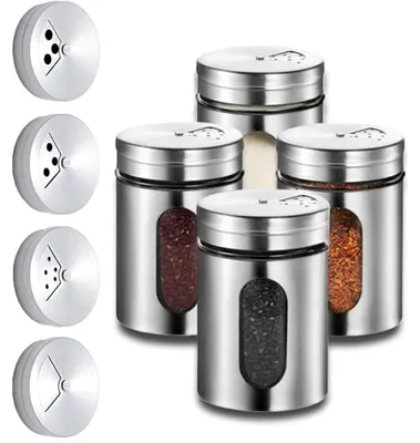 4er-Pack 80 ml Salz- und Pfefferstreuer, verstellbare Löcher, Glas