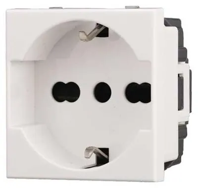 Immagine prodotto di Presa schuko compatibile Bticino Axolute 2P+T 10/16A 250V colore bianco Ettroit AB2102