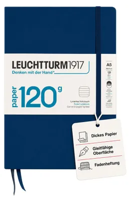Produktbild von LEUCHTTURM1917 Notizbuch Medium A5, liniert, 120 g/m², Marine