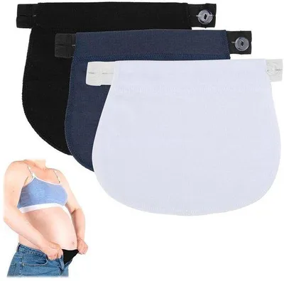 Image de Extension élastique pour ceinture de grossesse, bleu foncé, noir et blanc