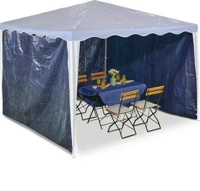 Produktbild von relaxdays Dunkelblaue Pavillon Seitenteile 3er Set
