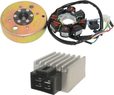 Produktbild von Lichtmaschine und Spannungsregler für 50ccm 4T China Roller, GY6, QMA, QMB, Baotian, Rex, MKS, Ering