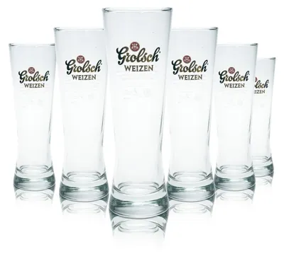 Produktbild von 6x Grolsch Glas 0,3l Weißbierglas Bierpokal Gläser Set Hefeweizengläser Brauerei