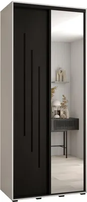 Produktbild von MEBLE KRYSPOL Cannes 9 Schrank mit 2 Schiebetüren - 205,2x110x60 cm - Weiß Schwarz Schwarz