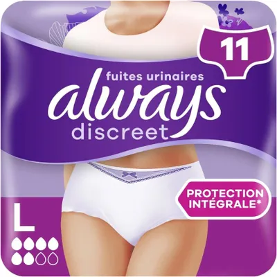 Zdjęcie produktu dla Always – majtki dla osób z nietrzymaniem moczu – rozmiar L – 11 majtek dla osób z nietrzymaniem moczu – 1 sztuka