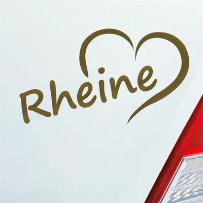 Produktbild von Auto Aufkleber Rheine Herz Stadt City Liebe Love Heimat 14,5x8 cm Gold Sticker Heckscheibenaufkleber