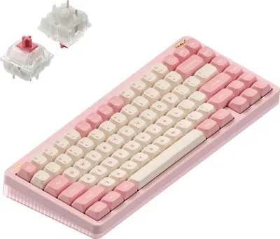 Image de Clavier mécanique sans fil Nuphy Halo75 v2 QMK/VIA, QWERTY US, Bluetooth / 2.4GHz - Sakura Fizz Silent Red Clear-Top