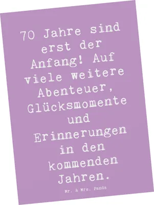 Produktbild von Mr. & Mrs. Panda Postkarte Spruch 70. Geburtstag Beginn - Lavendeltraum - Geschenk, Jubiläum, Ansichtskarten, Happy Birthday, herzlichen Glückwünsche, Grußkarte