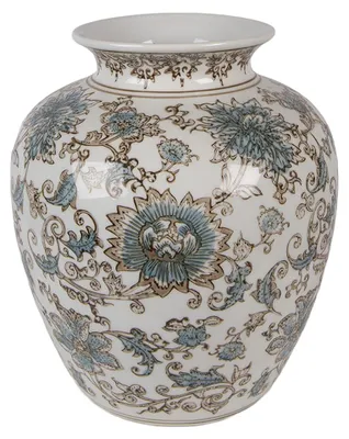 Image de Clayre & Eef Vase Ø 22x25 cm Blanc Bleu Céramique