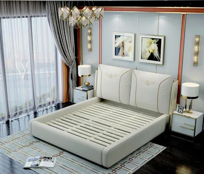 Produktbild von Polsterbett Doppelbett Designer Bett Ehebett Schlafzimmer Lederbett Neu Betten