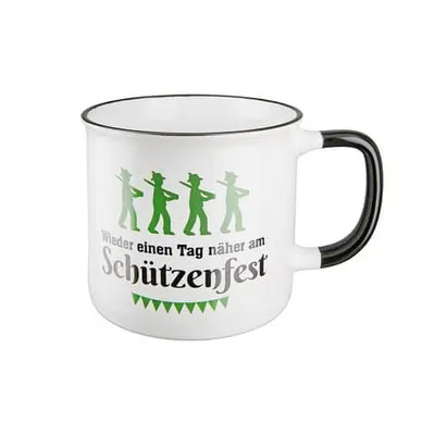 Produktbild von Gilde - 51637 - Kaffeebecher, Tasse, Mit Spruch: Wieder ein Tag näher am Schützenfest, Keramik, 9,8cm x 13,2cm x 8,7cm, 390ml